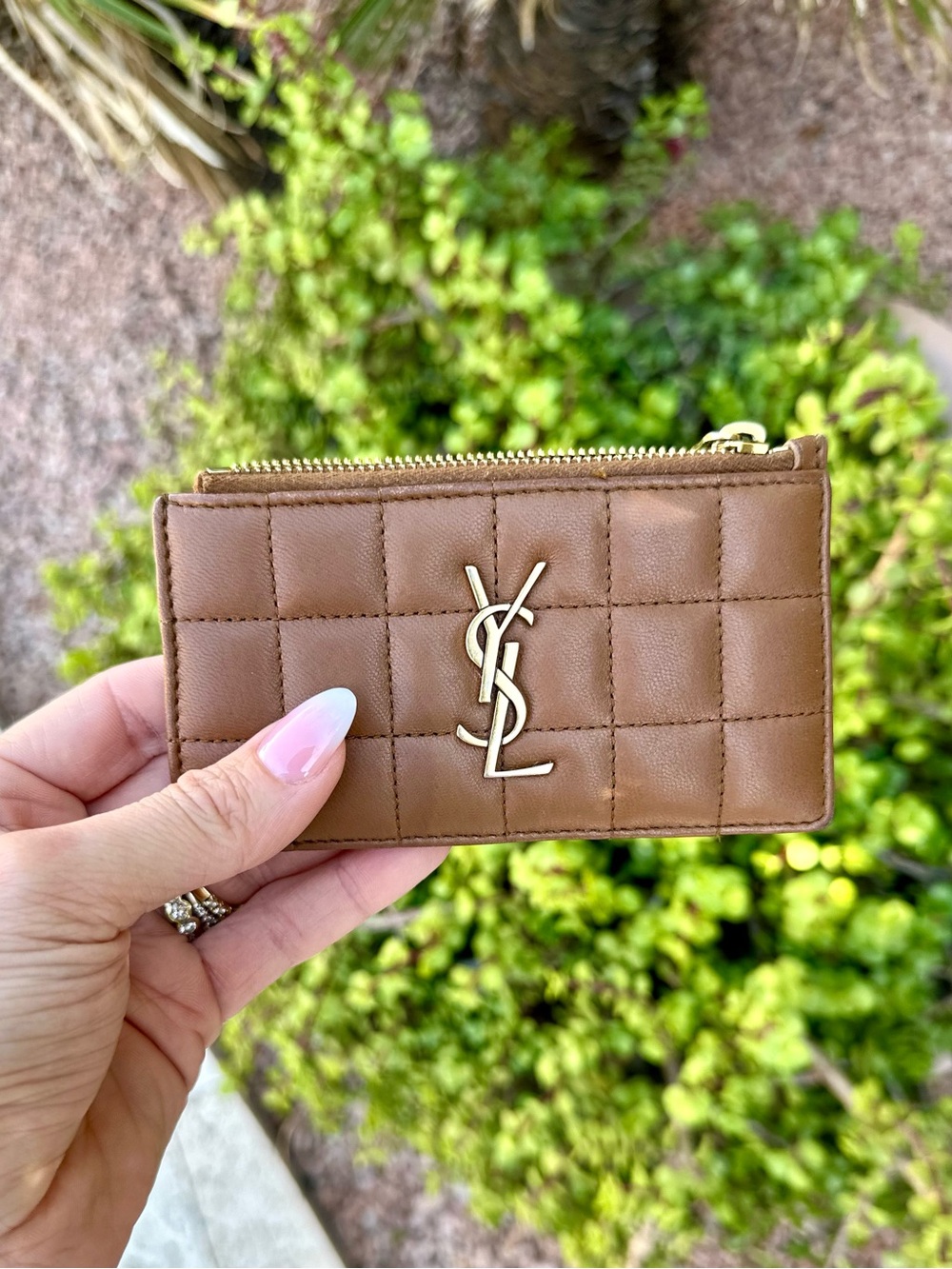 Brown Lambskin YSL card holder 100% authentic - Picture 1 of 7